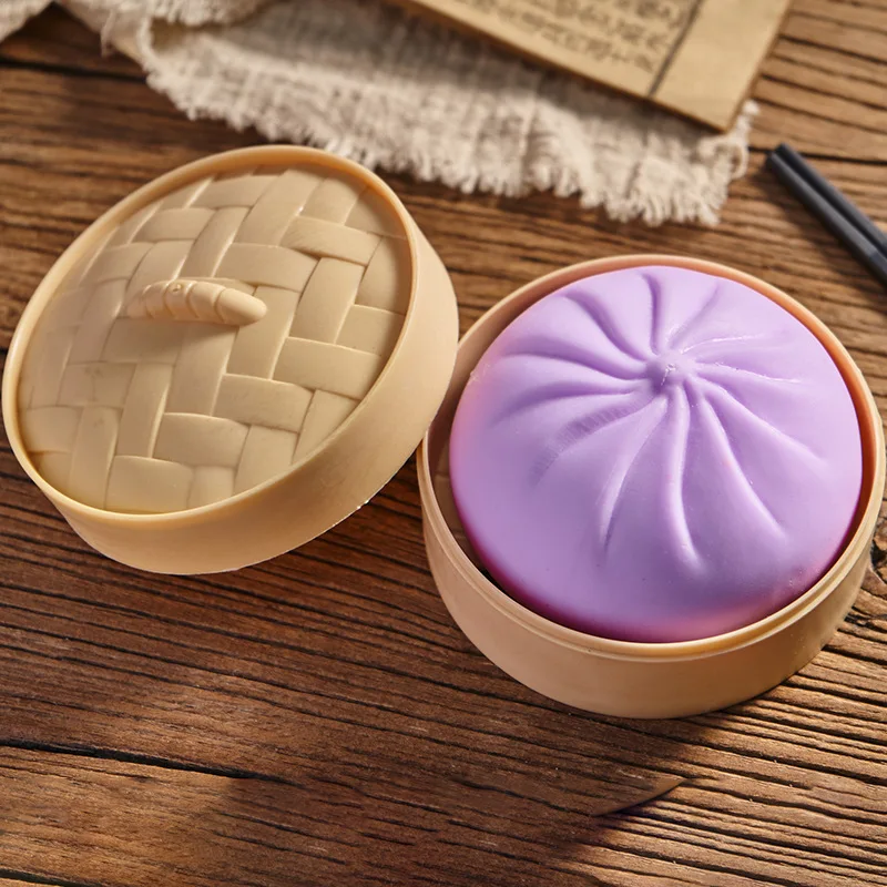 Kleurrijke Glimlachende Dumpling Stressballen Fidget Sensorische Simulatie Eten Squishies Broodje met Stoom voor Verjaardagsfeest Cadeaus