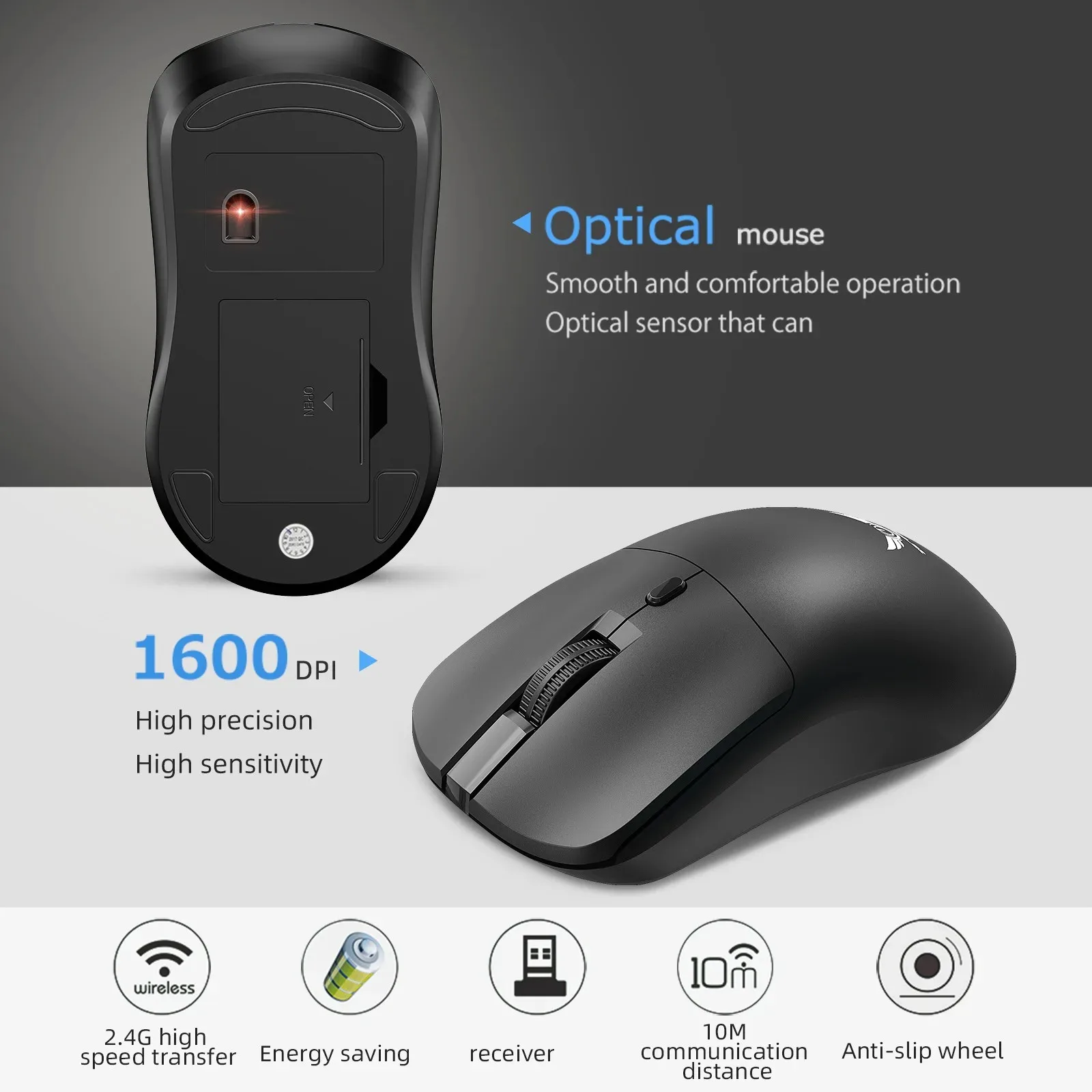 2,4G Drahtlose Maus Gaming Maus Ergonomische Mäuse 800-1200-1600 DPI Maus Wiederaufladbare Büro Mäuse für PC Laptop macbook Pro – Detail 8