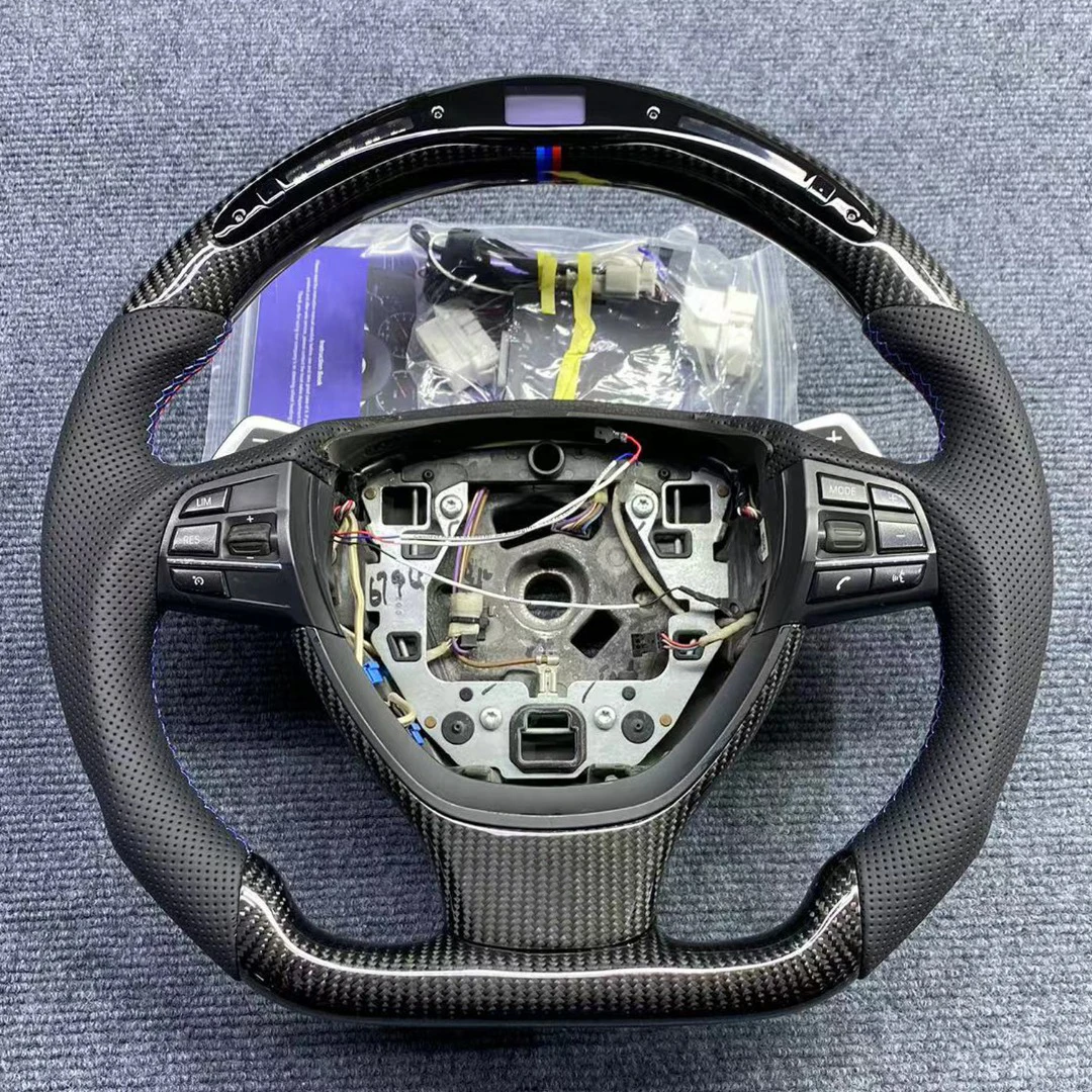 For BMW M Sport F10 F11 (Touring) F07 F12 F13 F06 F01 F02 M5 535 2012 2013 LED Racing Carbon Fiber Steering Wheel