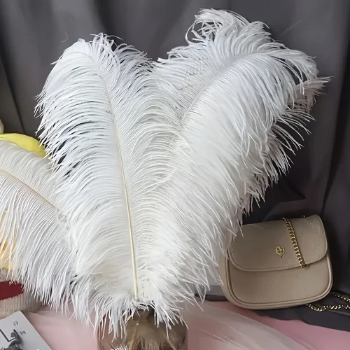 10 Uds plumas de avestruz plumas blancas para manualidades DIY decoraciones de boda accesorios de artesanía de Carnaval