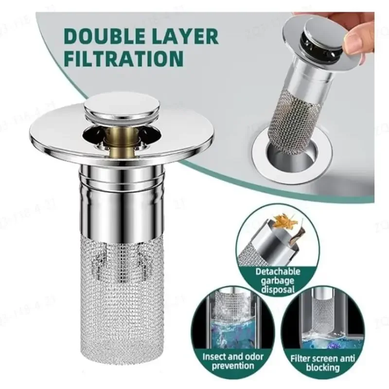 Stainless Steel Floor Drain Filter Floor Drain Anti Odor Removable Sewer Strainer Plug Insect Prevention Colander Sink Strainer