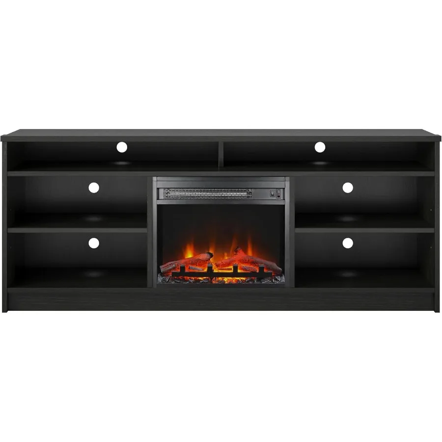 

Ameriwood Home Hendrix Каминная подставка для телевизоров с диагональю до 65 дюймов со сменным электрическим каминным вставным нагревателем Реалистичный журнал