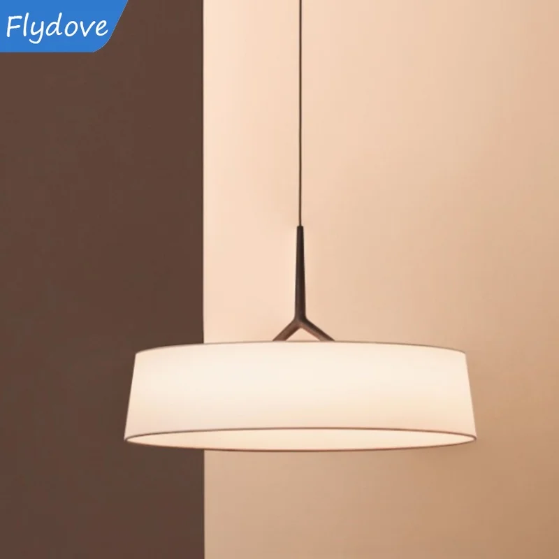 Nordic Modern Minimalist LED Fabric Circular Pendant Light Dining Table Dining Room Living Room Bedroom Decor Lighting Fixtures