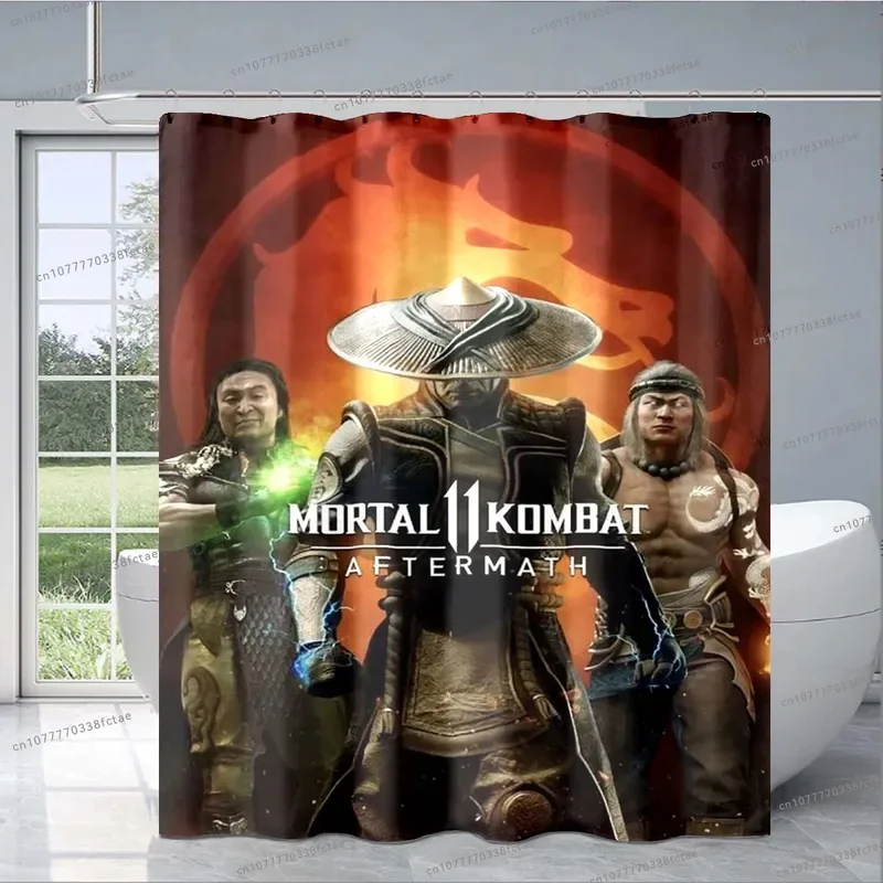 Mortal Kombat Shower Curtain Video Game Dragon Pattern Shower Curtain Gamer Bathroom Decoration Shower Curtain Boy Birthday Gift