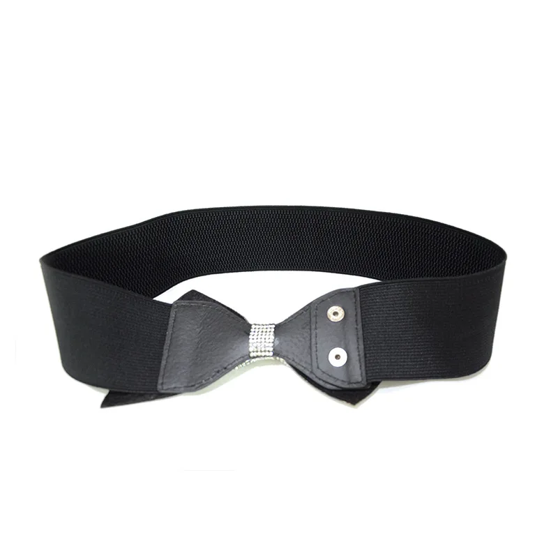 Ceinture élastique noire simple avec nœud en biscuits pour femme, ceinture large, ceinture assortie pour robe et manteau, accessoires à la mode pour femme, nouveau