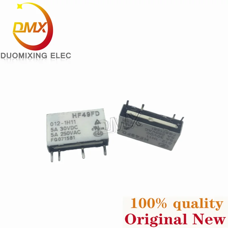 5PCS/LOT HF49FD 012-1H11 5A 30VDC 5A 250VAC HF49FD- 005 012 024 1H11 1H11T 1H12 1H12T miniature relay