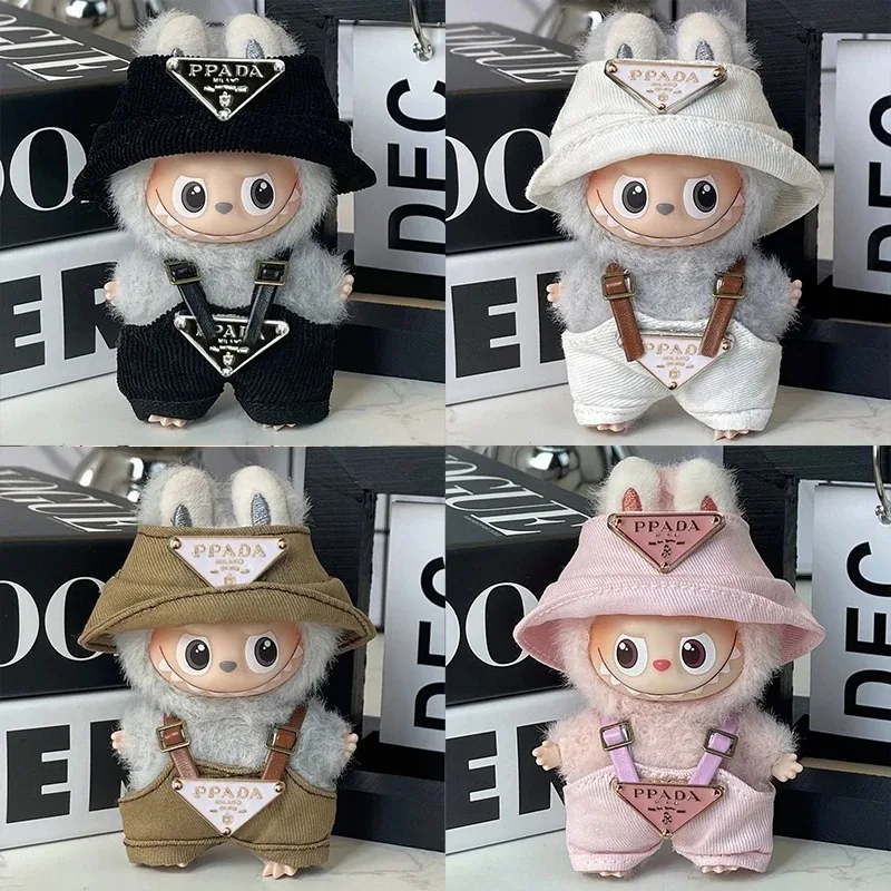 

4.0 The Monsters Pin Love Series For labubu Doll Inverted Triangel Clothes Fisherman Overalls Pants Hat Shoes 15 17cm Clothing