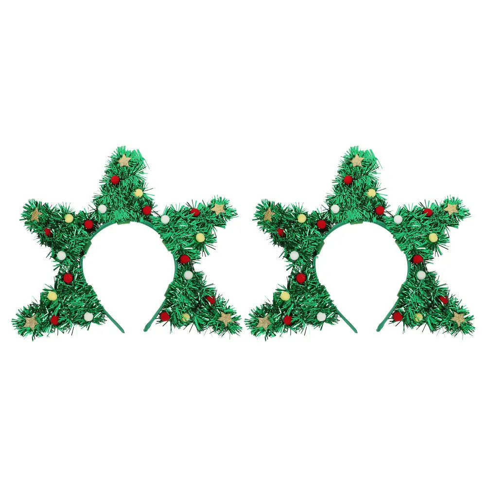 

2 Pcs Decoration Headband Xmas Tree Christmas Costume Hair Accessories Party Props with Tinsel Stocking Stuffer Decorations