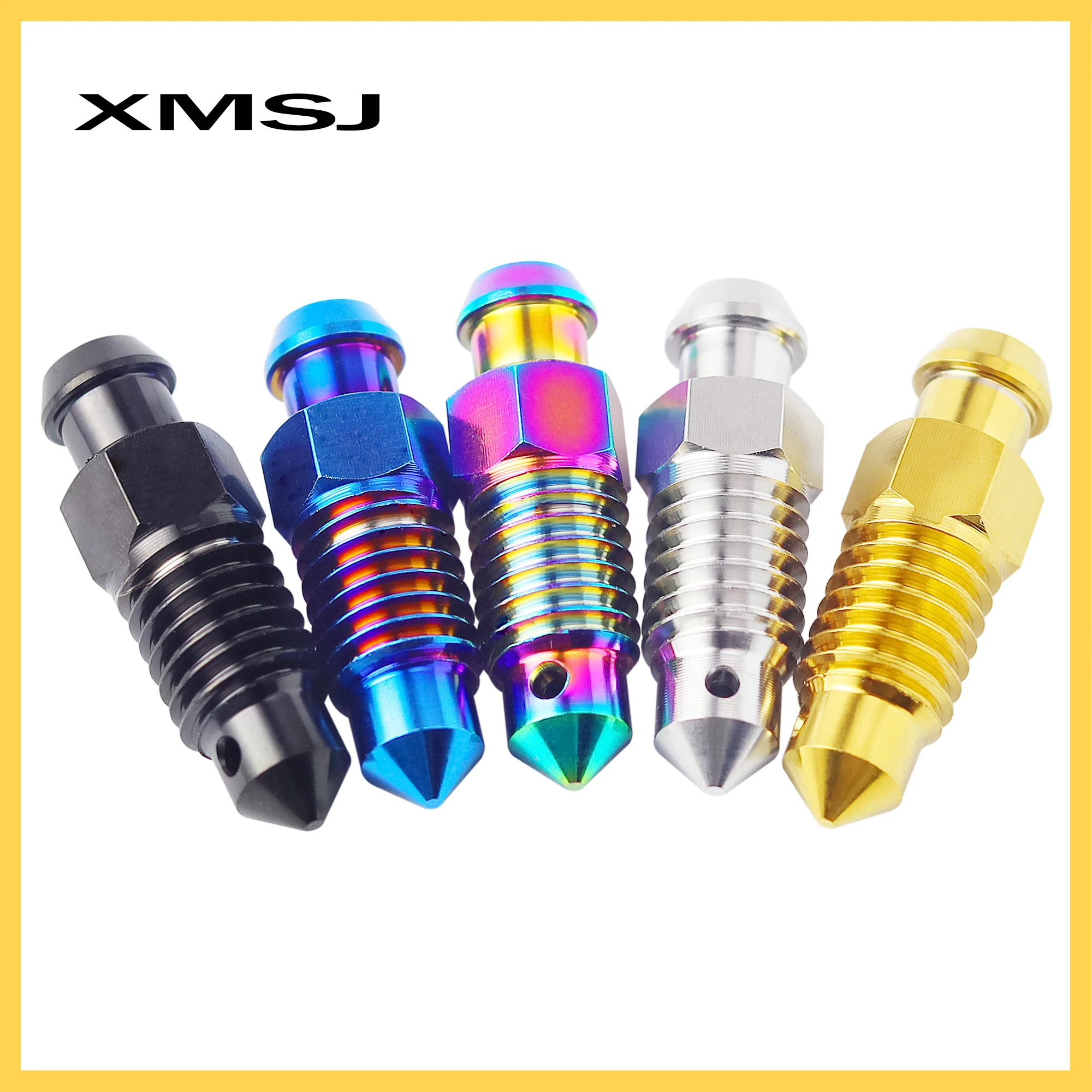 XMSJ Gr5 Titanium Bolt Motorcycle Brake Caliper Oil Drain Air Bleed Nipple Bolt M8x1.25mm Deflation Bleeder Bleed Screw Parts