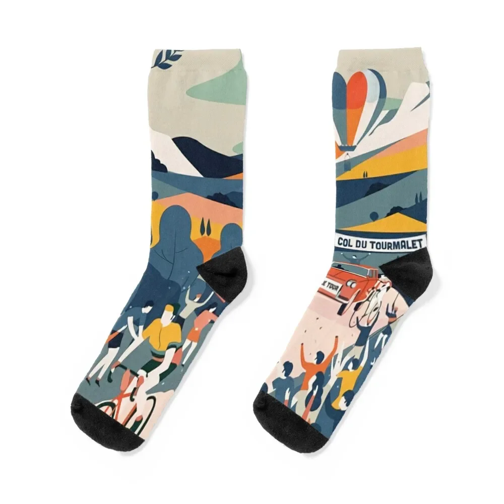 

Le Tour Col Du Tourmalet Poster Socks colored Wholesale hiphop luxury Girl'S Socks Men's