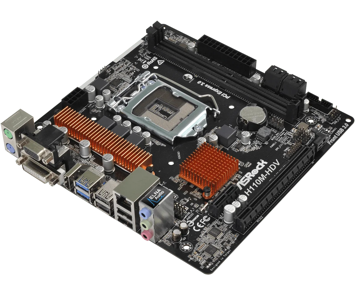 ASROCK H110M-HDV R3.0 Motherboard Intel H110 DDR4  32GB LGA 1151 Micro ATX support i7-6700 i5-6500 i3-6300 i5-7400 CPU