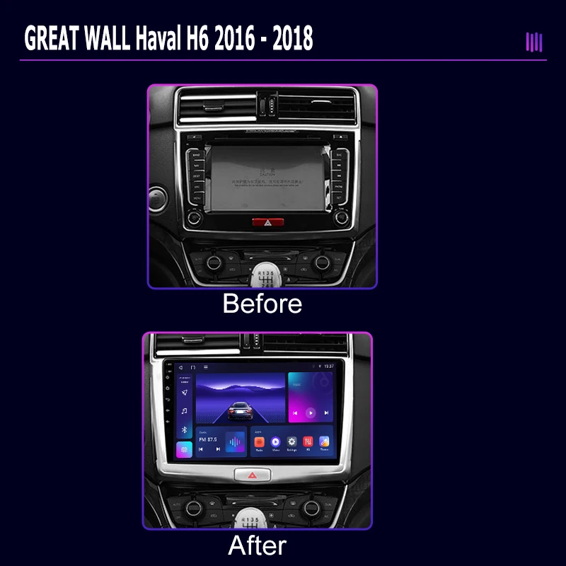 roadivox Android Car Radio for GREAT WALL Haval H6 2016 2018 GPS Navigation Video Stereo Screen Multimedia Player Tape Carplay