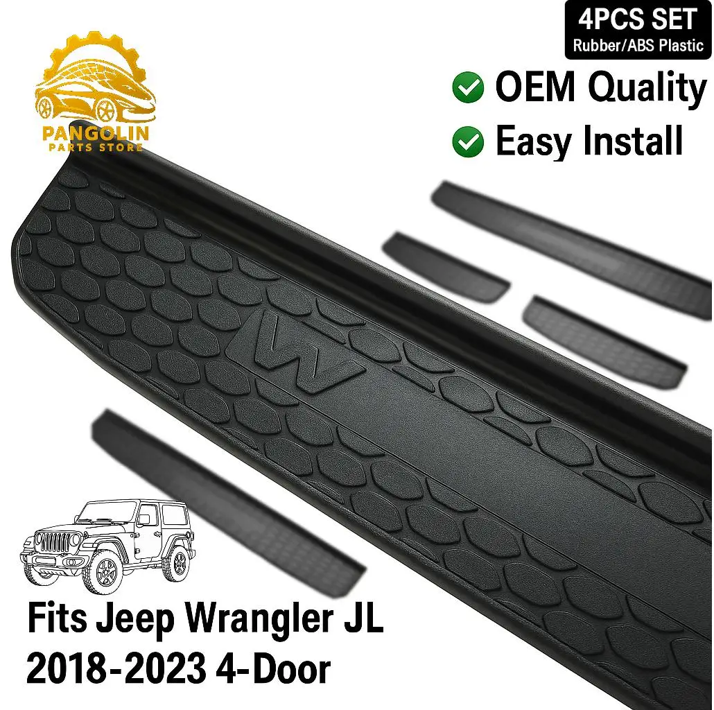 

Rubber Car Door Sill Guard Plate Threshold Protector Running Entry Board Pedal Cover For Jeep Wrangler JL 2018-2023 Accessories