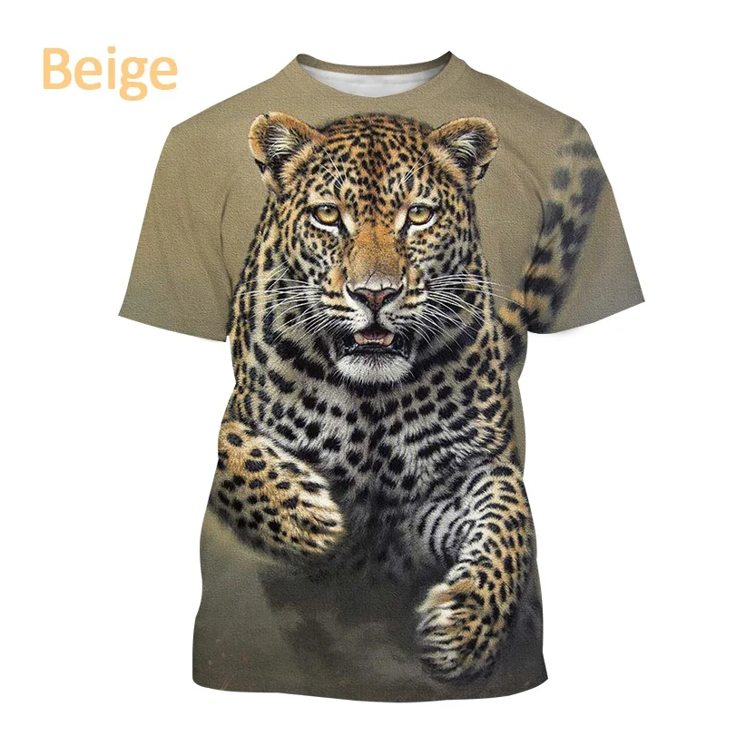 New Animal Leopard Short-sleeved T Shirt Men\'s Casual Fashion Streetwear T Shirt Unisex Harajuku Printed Top