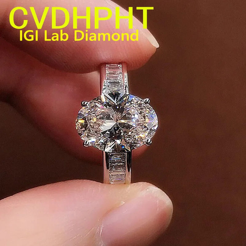 

Luxury Solid 14K White gold Lab grown dimaond ring IGI Oval cut D color Wedding engagement ring ﻿ ﻿
