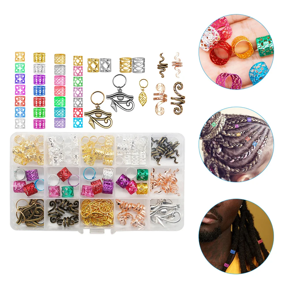 

116pcs Dreadlock Hair Accessory Set Styling Braid Jewelry Decoration Ring Charms Headb Metal Beads Braiding Accessories Women