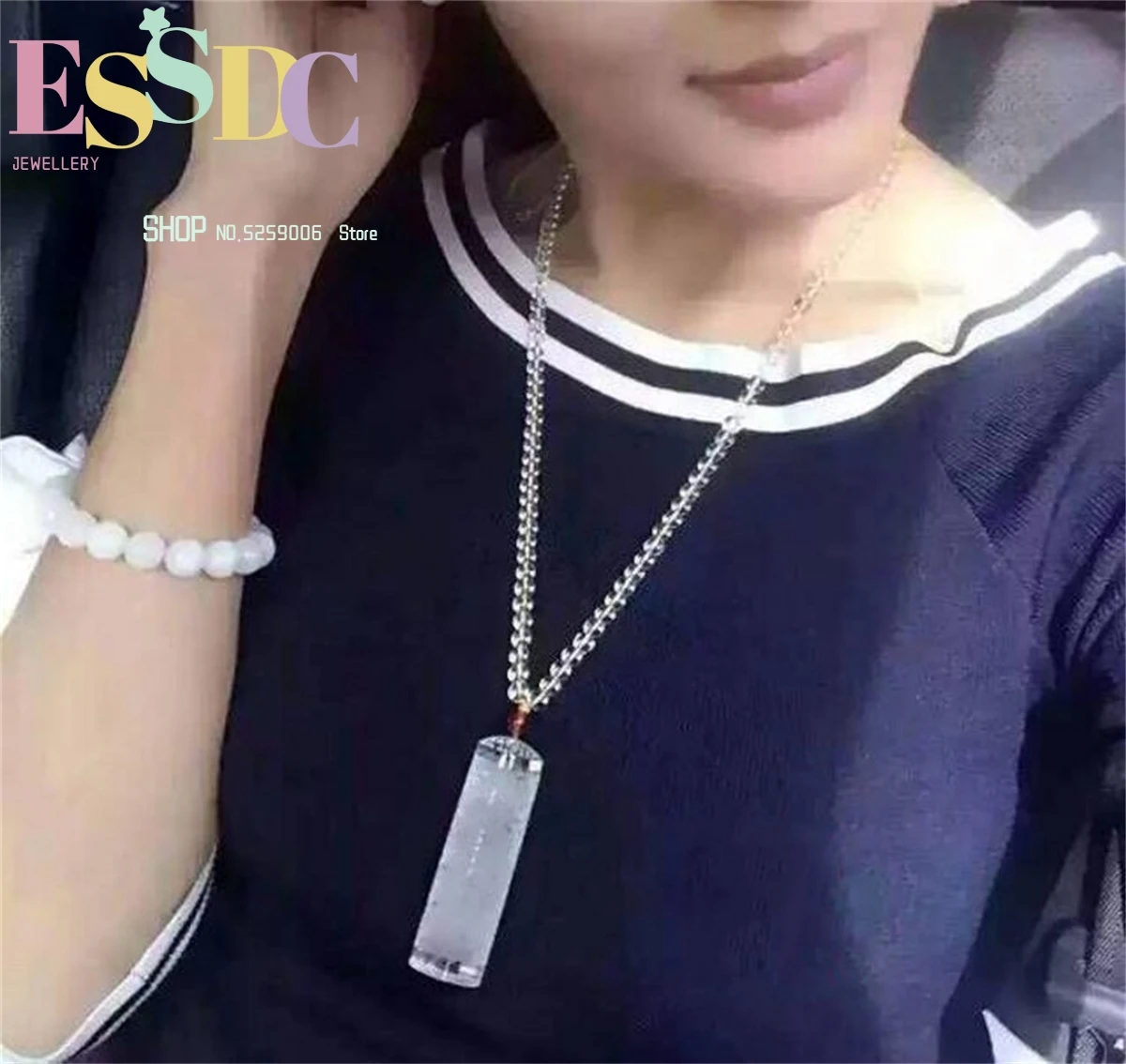 Wholesale Natural White Crystal Pendant Prajna Paramita Multi-heart Sutra Cylindrical Necklace Men And Women Sweater Chain