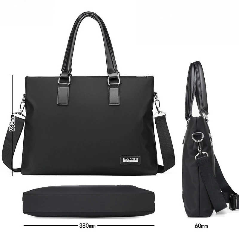 

Мужской деловой портфель из оксфордской ткани для ноутбука 14 дюймов, легкий водонепроницаемый портфель-сумка через плечо