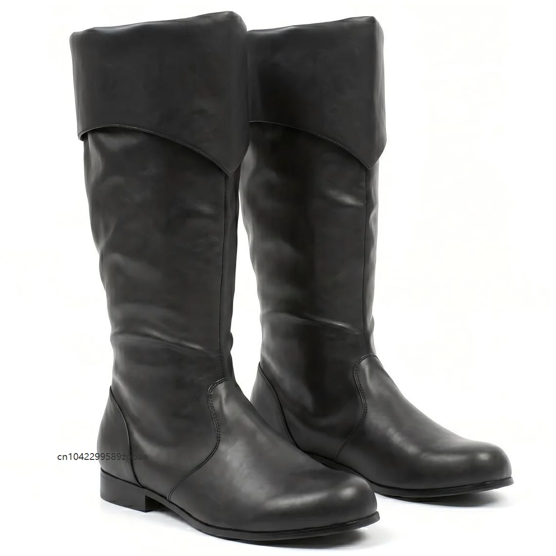Men Retro Renaissance Knee High Boots Renaissance Festival Masquerade Shoes Fantasy Halloween Role Play Stage Faux Leather Boot