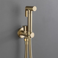 Brushed Gold Hand Held Bidet Sprayer Douche Toilet Kit Shattaf Shower Head Copper Valve Set Jet Bidet Faucet Set Brass Bidet Tap