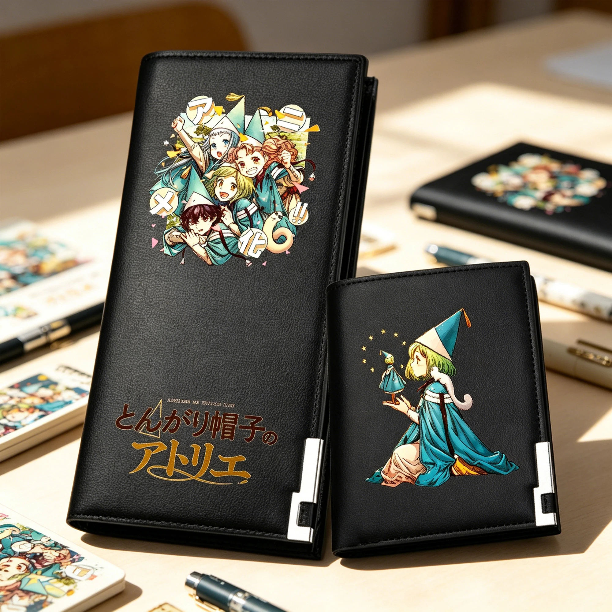 Image of Anime Hexenhut Atelier Cartoon-Druck PU-Leder Kurze Geldbörse Unisex Lange Münzbörse Ausweiskartenhalter Herren Bargeld-Clutch