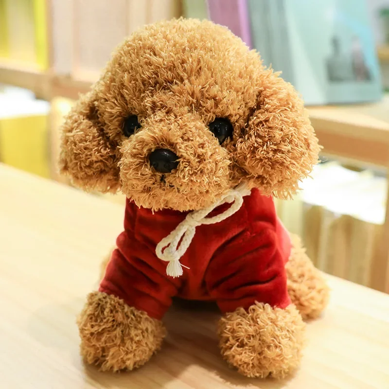 1Pc 20/25cm Lovely Curly Hair Teddy Dog Plush Toys Wears Collar Head Flower Teddy Dolls Stuffed Soft Toy Kids Birthday Gifts