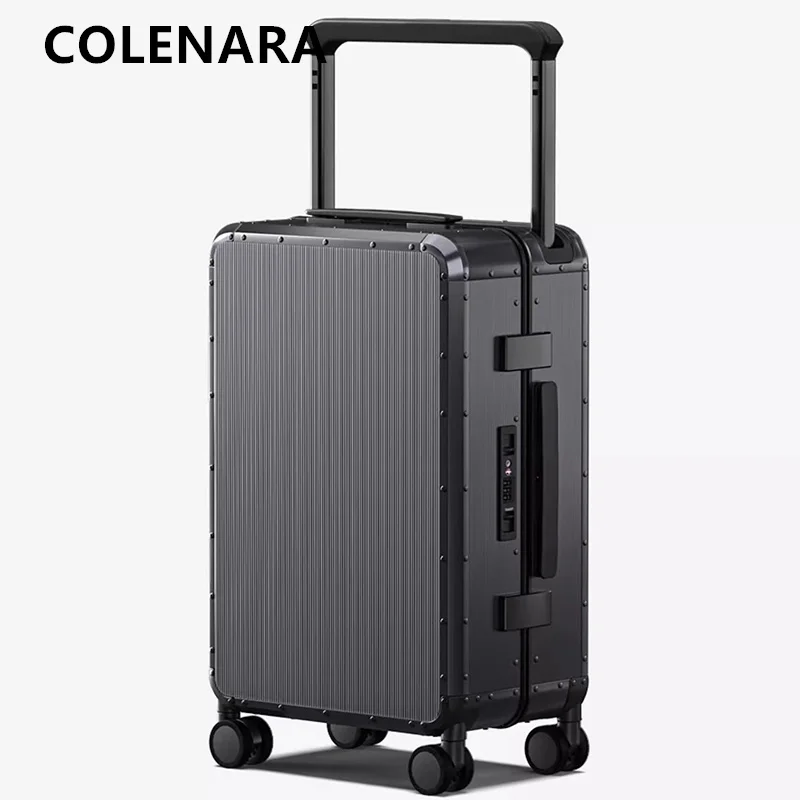 COLENARA الأمتعة جميع سبائك الألومنيوم والمغنيسيوم الصعود صندوق رجال الأعمال حقيبة تروللي بعجلات 20 "24 بوصة نوع العربة حقيبة سفر حقيبة #4