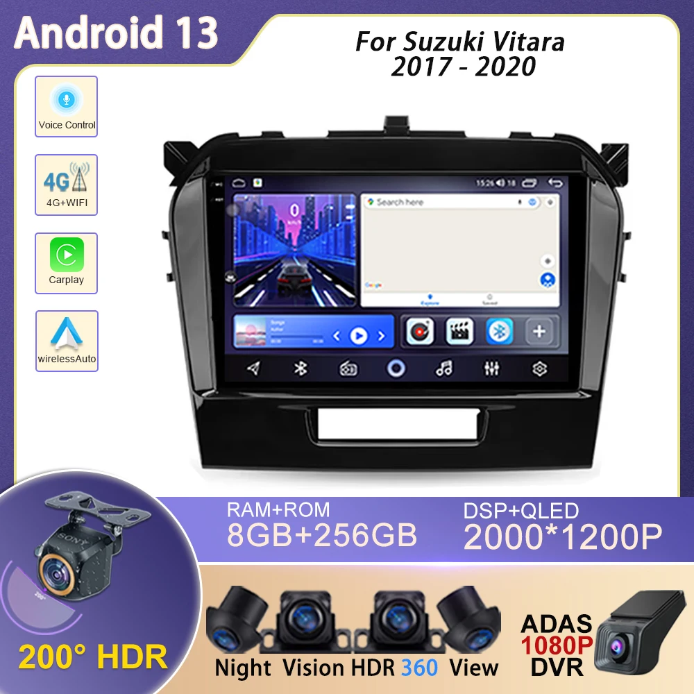 

Android Car Radio Multimedia Video Player GPS Navigation For Suzuki Vitara 2017 2018 2019 2020 high-performance CPU QLED Screen