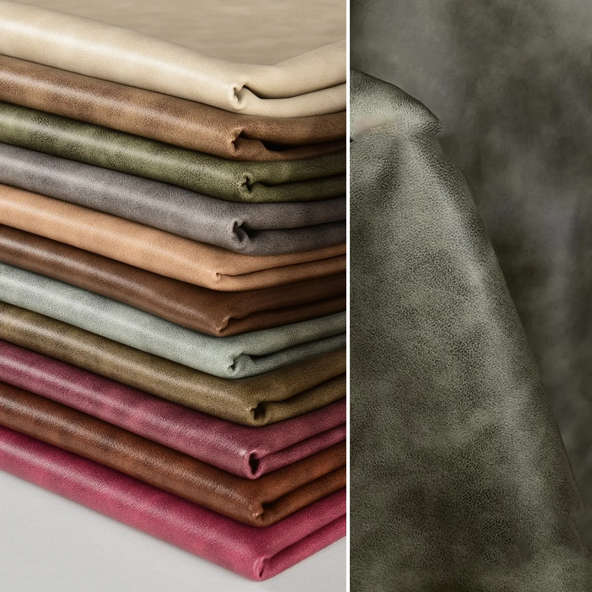 PU Leather Fabric Retro Soft Elastic Decoration Background Car Interior Diy Cloth Wide Elasticity Longitudinal Non Elasticity