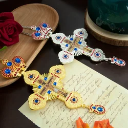 HTISOK Orthodox Cross Pendant Jesus Crucifix Necklace Priest Pectoral Cross Religious Decor Gift Крест наперсны