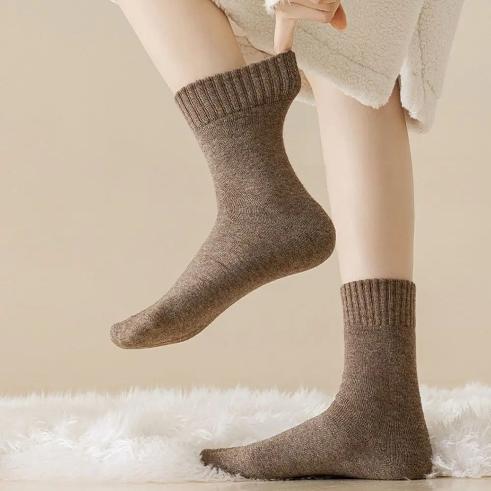 Winter Warmer Seamless Plus Velvet Mid-tube Sock Warmer Brushed Terry Sock Velvet Boots Floor Sock Soft Thicken Keep Warm Tool