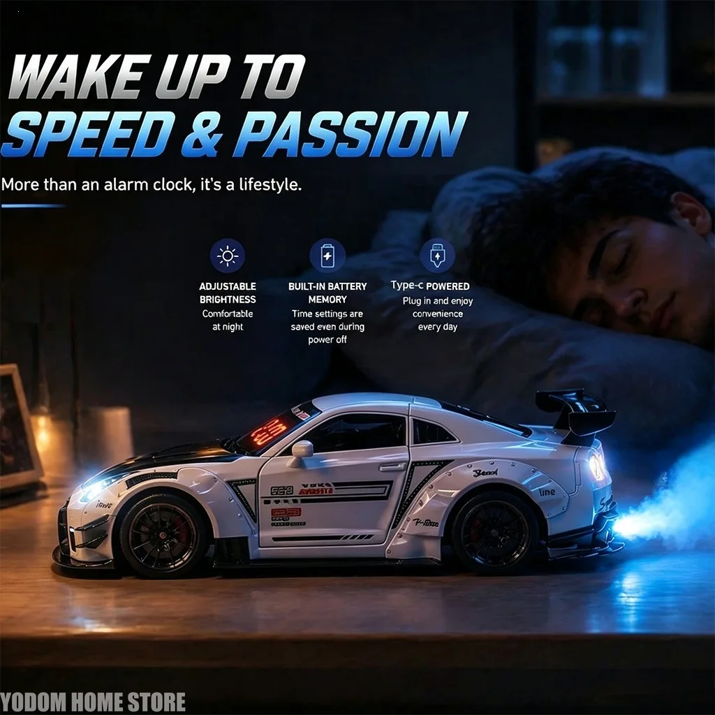 1PC Supercar Alarm Clock Rechargeable - LED with Remote Control Engine Sound Exhaust Light