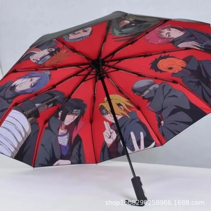 Anime Umbrella Fully Automatic Sunny Umbrella Akatsuki Itachi Sasuke Animation Peripheral Cartoon Creative Parasol Gift