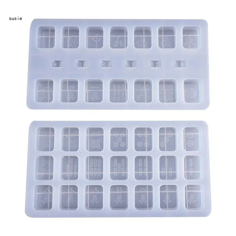 Fashion Mahjong and Epoxy Resin Casting Molds Resin Silicone Molds Tool for DIY Craft Project Jewelry Making X7YA