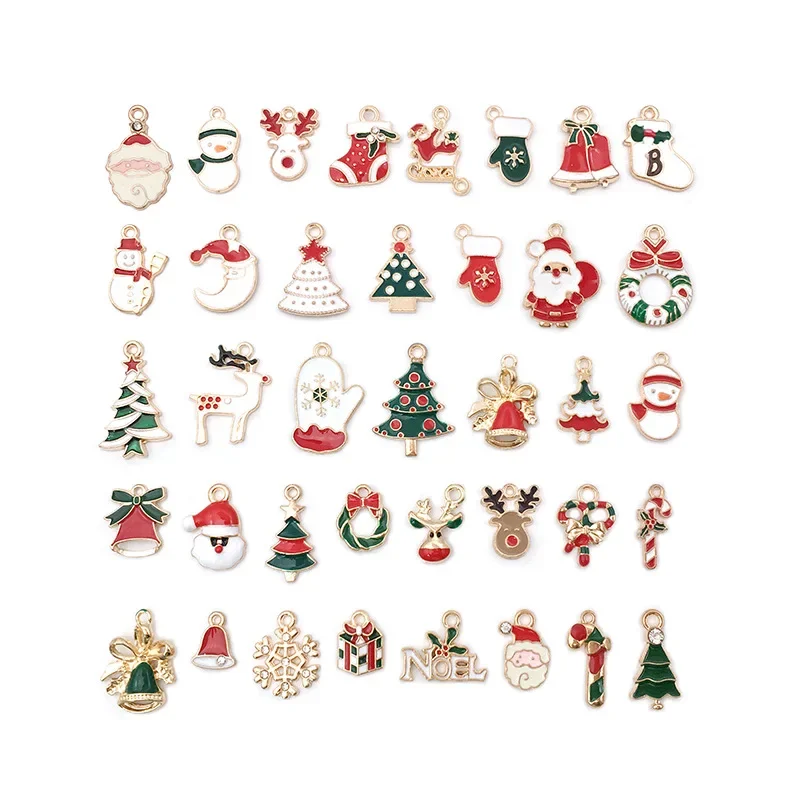 96 Christmas Enamel Dripping Alloy Diy Jewelry Accessories Santa Claus Snowman Bell Earrings Bracelet Small Pendant