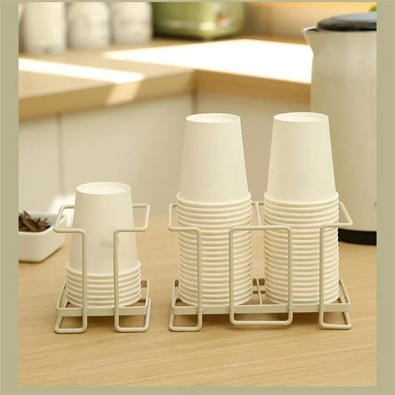 Portavasos de papel, recolector de vasos desechable, suelo de almacenamiento de hierro, portavasos de té y café para el hogar, se puede utilizar para vasos de vidrio-[Qahk]