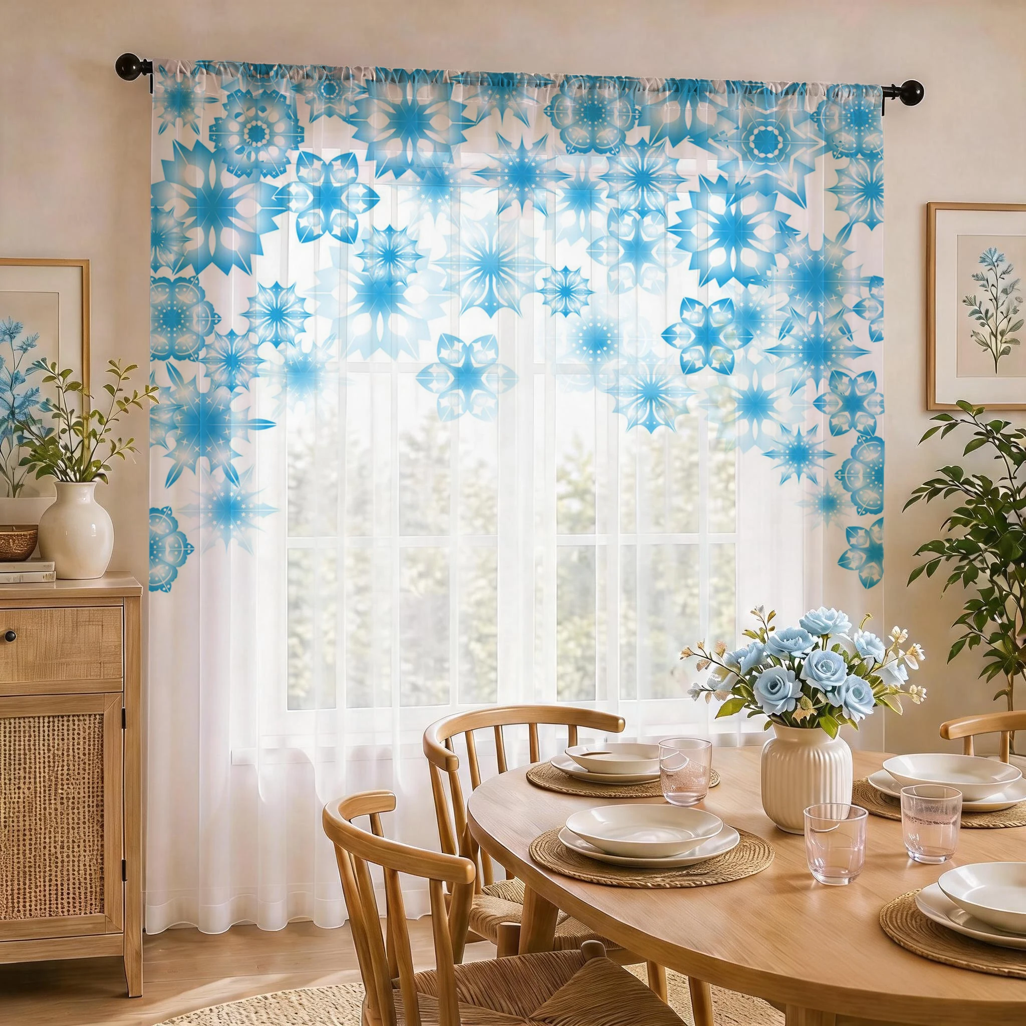 Blue Star Modern Gradient Sheer Curtain, Good Quality Light Reducing Luxurious Voile for Living/Bedroom/Kids Room,Day Gift - view 5