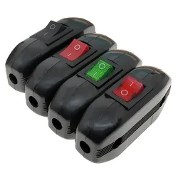 Inline Switch For Lamp Light AC250V 6A Push Button On-Off LED Indicator