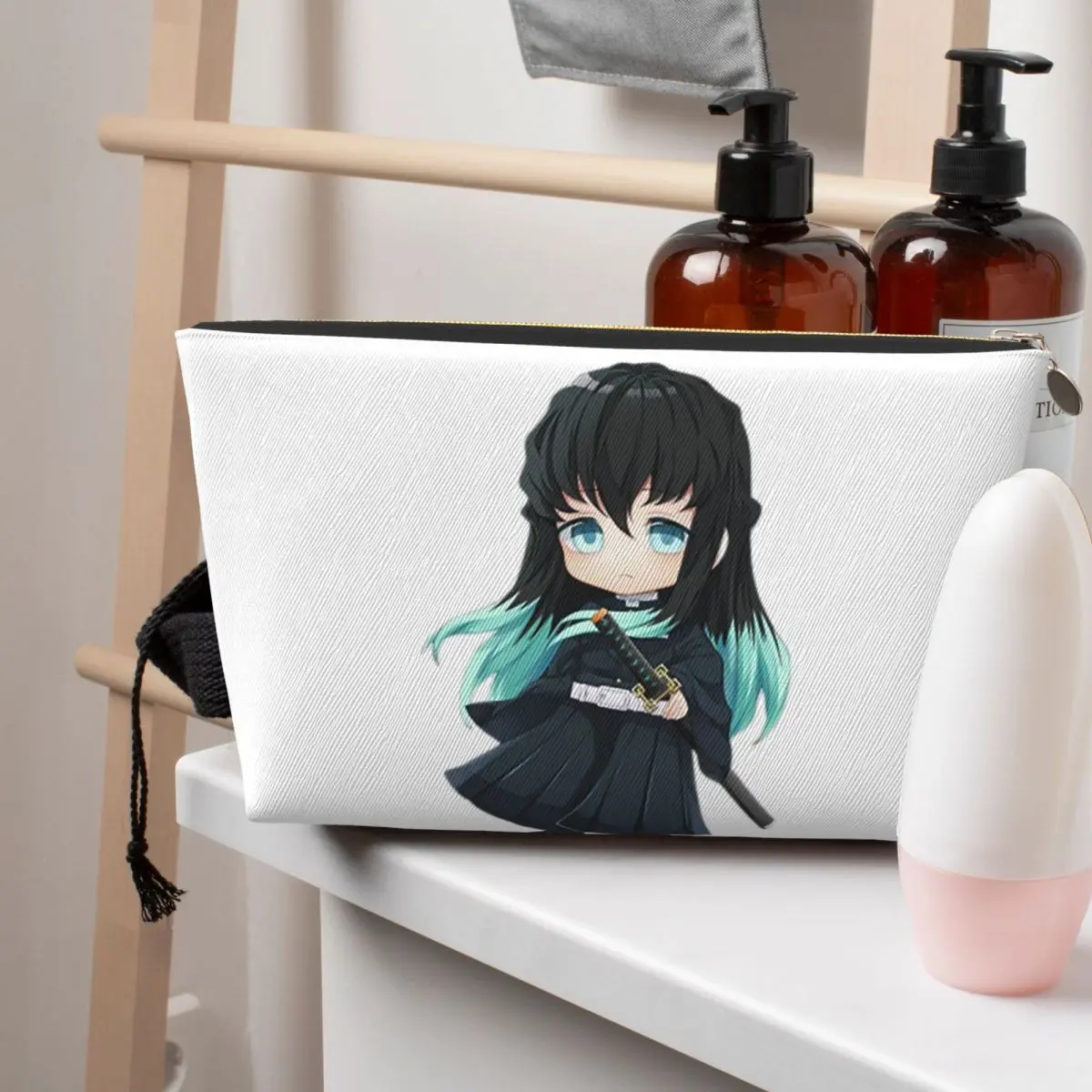 

Chibi Mist Pillar Muichiro Tokito Women Cosmetic Bag Travel Makeup Organizer Pouch Toiletry Storage Dopp Kit Case