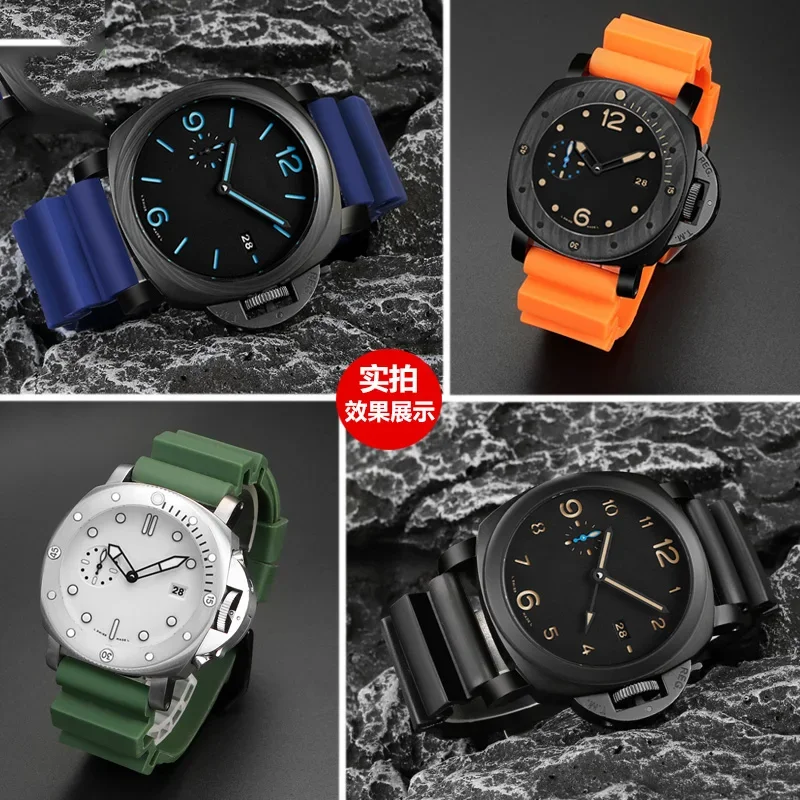 Watch Band For Panerai SUBMERSIBLE PAM 111 441 616 Soft Silicone Rubber 22mm 24mm Men Watch Strap Bracelet