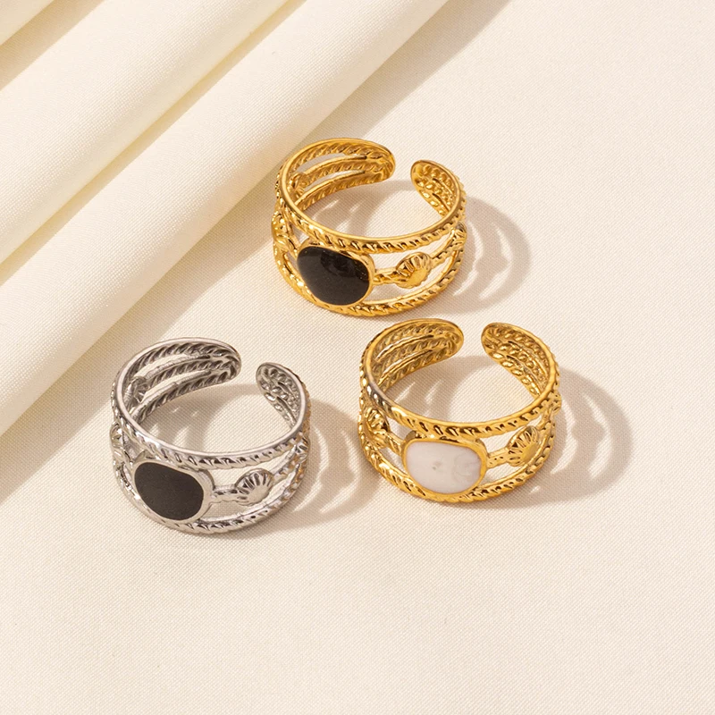 1/3pcs Unique Creative Circular Oil Drip Drop Rings For Women Vintage Stainless Steel Adjustable Open Ring Couple Accessories