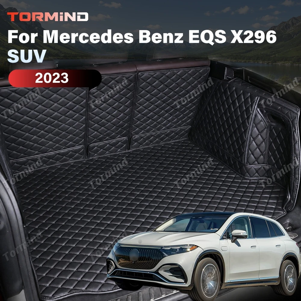 Tormind For Mercedes Benz EQS X296 SUV 2023 Car Trunk Mats Carpet Cargo Liner Car Backrest Pad Interior Accessories Protector