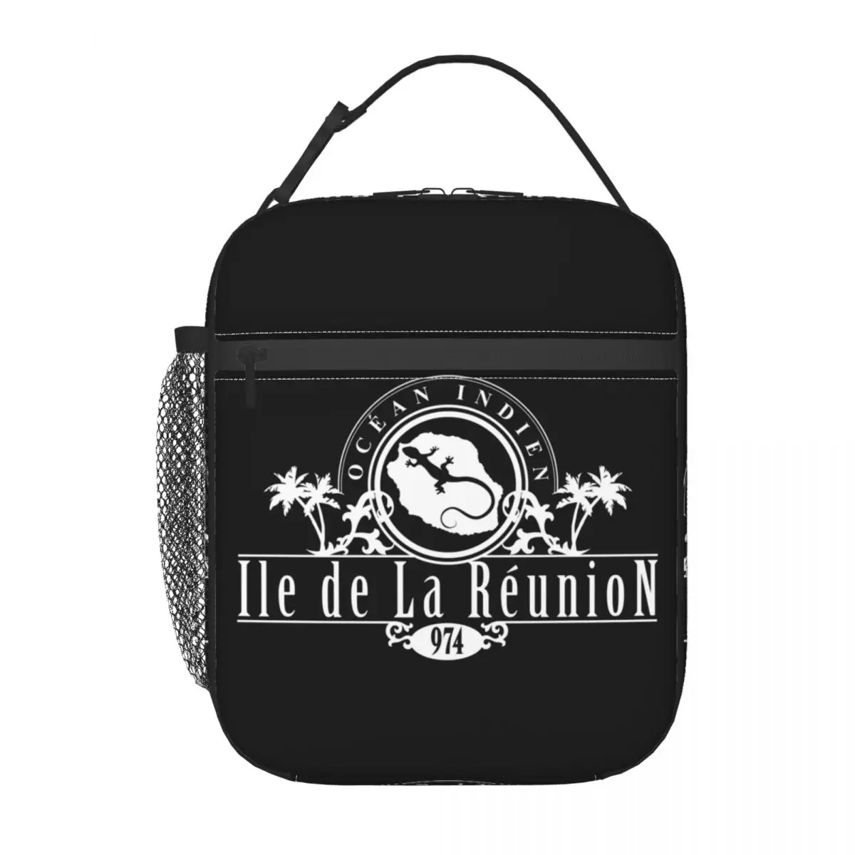 La Reunion Margouillat Island Logo Portable Lunch Box Women Multifunction Cooler Thermal Food Insulated Lunch Bag Office Work