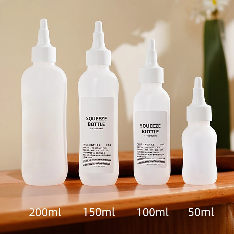 50PCS Plastic HDPE Pointed Soft Tube Squeeze Bottles Travel Portable Makeup Lotion Liquid Empty Cosmetic Dispenser Containers