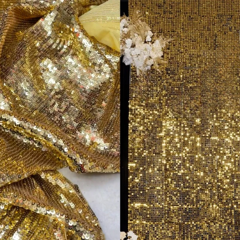 

Encryption Embroidery Sequin Fashion Fabric for Wedding Stage Decoration Dress Accessories Cloth Diy Per Meter Sewing Material