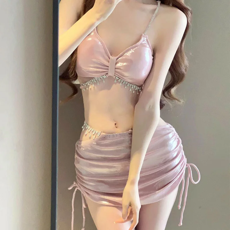 Top od bikini bez ramiączek w stylu spódnicy dla małej klatki piersiowej Seksowny strój kąpielowy typu crossbody z wkładką na klatkę piersiową Bez stalowego wsparcia dla dziewczynek