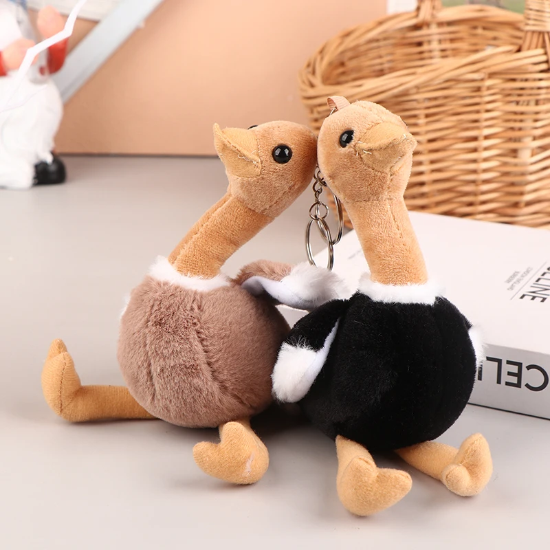 Cute Ostrich Plush Toy Cartoon Pendant Soft Stuffed Doll Keychain Backpack Car Bag Key Ring Decor Kid Gift