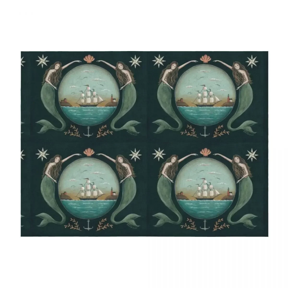 

Sirens of the Sea by Donna Atkins Throw Blanket Decorative Throw Multi-Purpose Sofas Furry Blankets