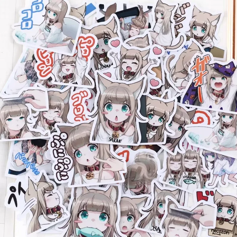 40pcs Cat Lori Handbook Cute Girl Stickers Decorative Small Pattern Ins Mobile Phone Diy Photo Album Material  Stationery