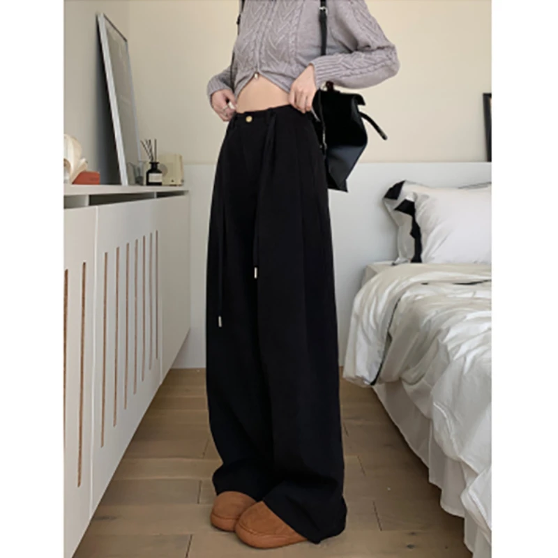 Casual Pants Women Dragging Straight Pants Autumn and Winter New High-waisted Loose Versatile Wide Legged Pants Female